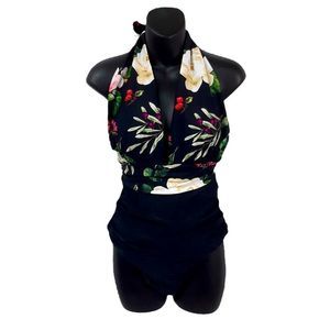 NEW Cupshe Floral Lost Butterfly Shirring 1 Pc Swim Suit NWT Size XL